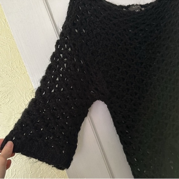 Gracia Crochet Open Knit Beachy Short Sleeve Sweater Swimsuit Bikini Coverup - Picture 2 of 6